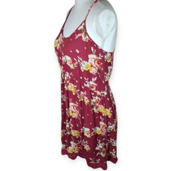 CHLOE K BURGUNDY FLORAL DRESS SZ.S EUC. - Picture 3 of 8